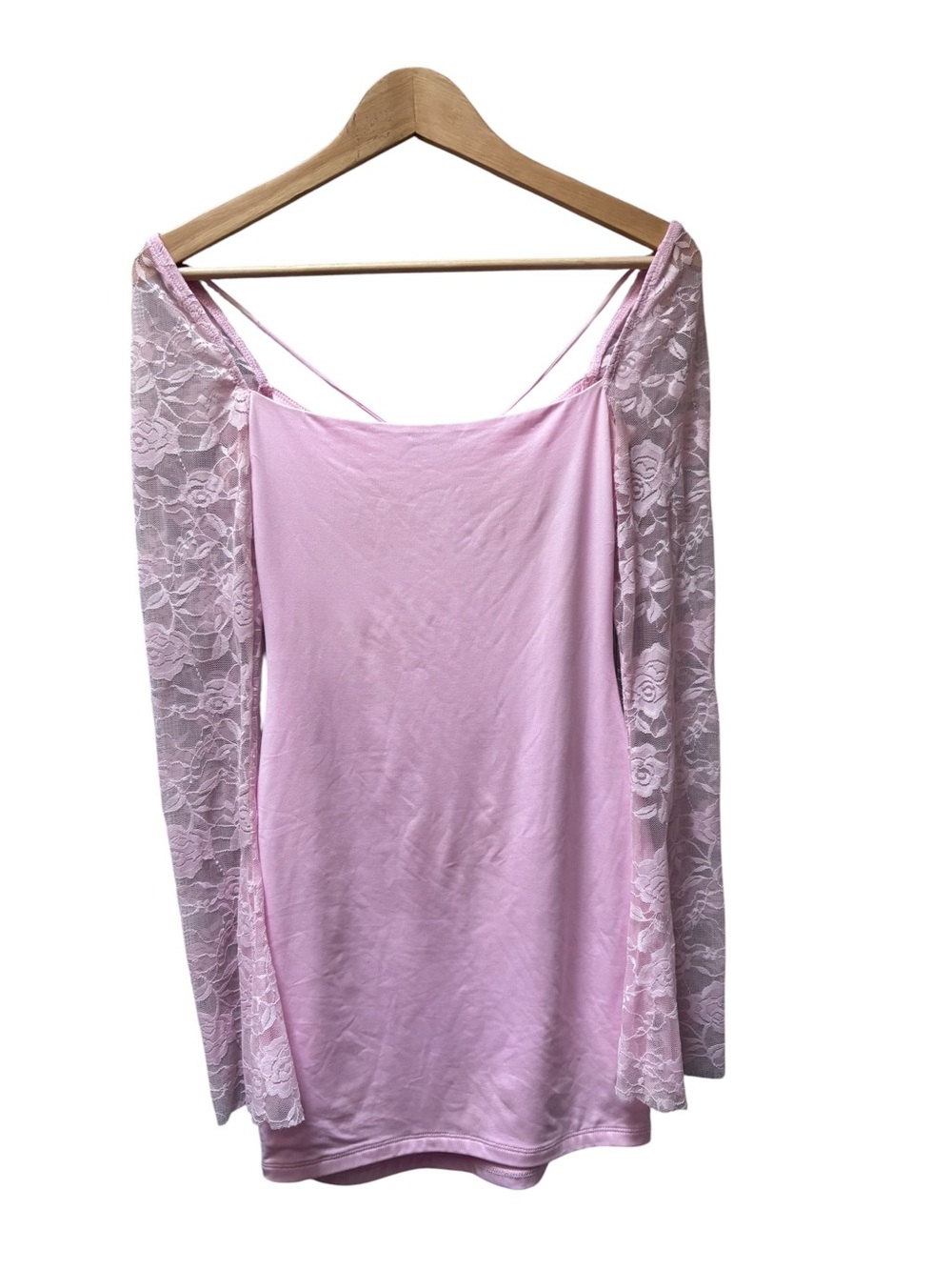 Lucy in the Sky Pale Pink Lace Sleeve Slip Dress